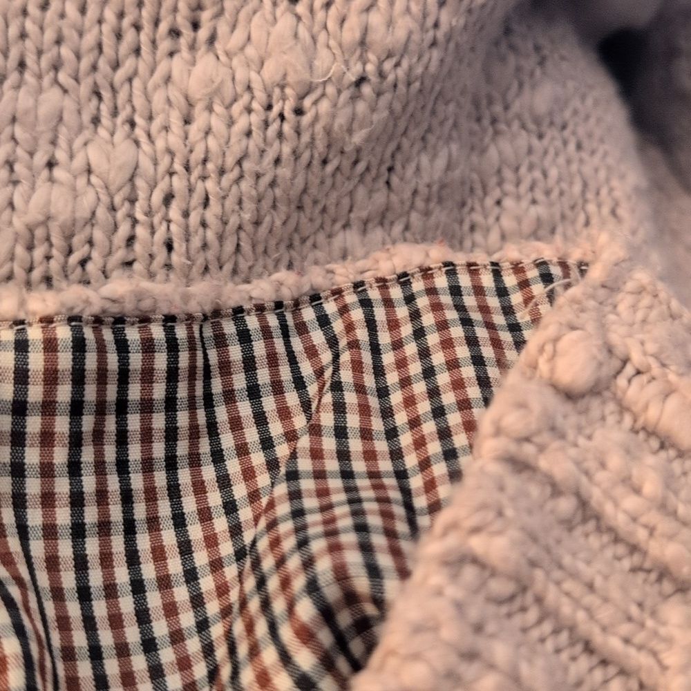 Daytrip cream short sleeve‎ cream and checkered knit cardigan sweater boho - Picture 6 of 6